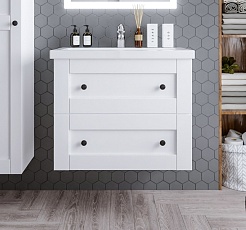 Бриклаер Мебель для ванной Хелена 80 рамочная белая – фотография-4